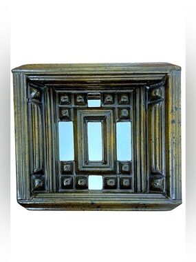 Sid Birnbaum • Vintage 60s Mid-Century Abstract Relief Cubism Wood Mirror Signed